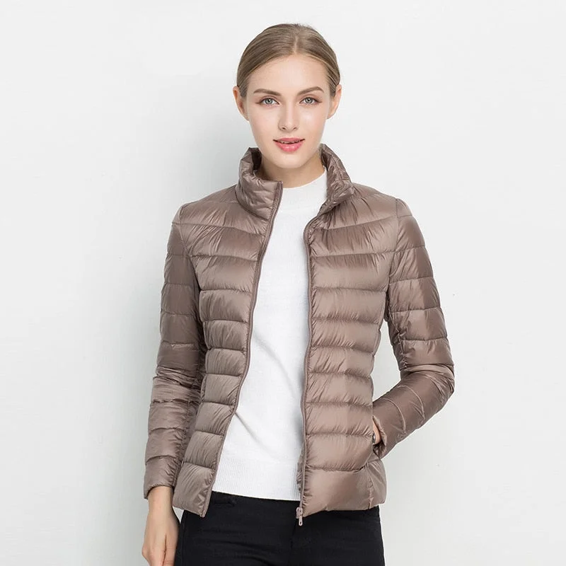 Women Winter Coat New Ultra Light White Duck Down Jacket Stand-Up Collar Roll-Neck Collar Turtle Neck Women Winter Coat New Ultra Light White Duck Down Jacket Stand-Up Collar Roll-Neck Collar Turtle Neck