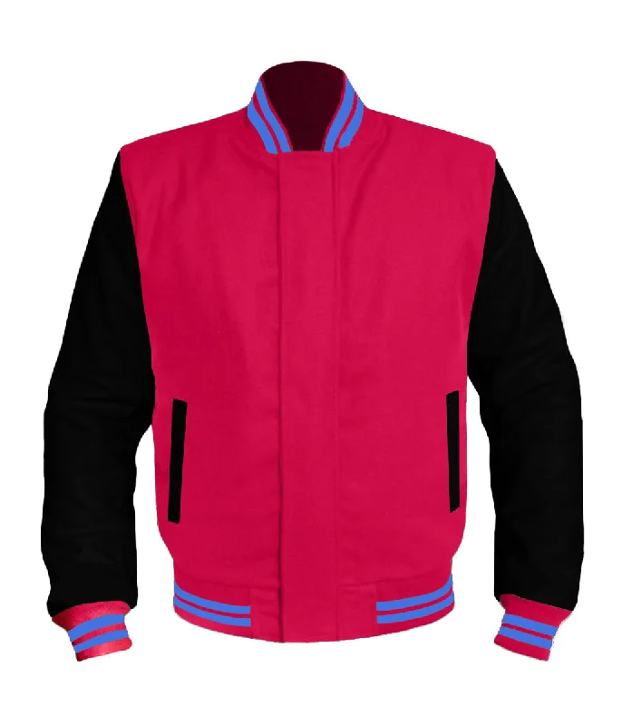 Original American Varsity Black Leather Sleeve Letterman College Baseball Women Wool Jackets #BSL-BLSTR-BZ Zippered Front Buttoned Front Snap Front Original American Varsity Black Leather Sleeve Letterman College Baseball Women Wool Jackets #BSL-BLSTR-BZ Zippered Front Buttoned Front Snap Front