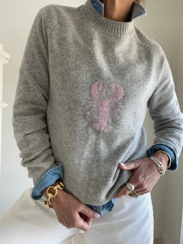 100% Cashmere LUXE PINK Lobster Sweater Houndstooth Herringbone Solid