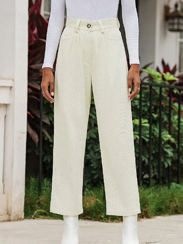 Beige Corduroy High Waist Trousers for Winter Casual Wear Trousers Versatile Stylish Beige Corduroy High Waist Trousers for Winter Casual Wear Trousers Versatile Stylish