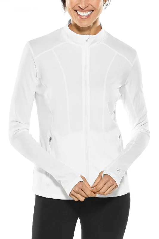 Women's Malawi Swim Jacket | White Wool Fabric Cashmere Fabric Tweed Fabric