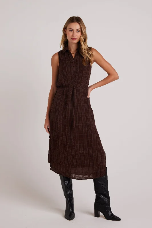 Sleeveless Pullover Midi Dress Cold Shoulder Design