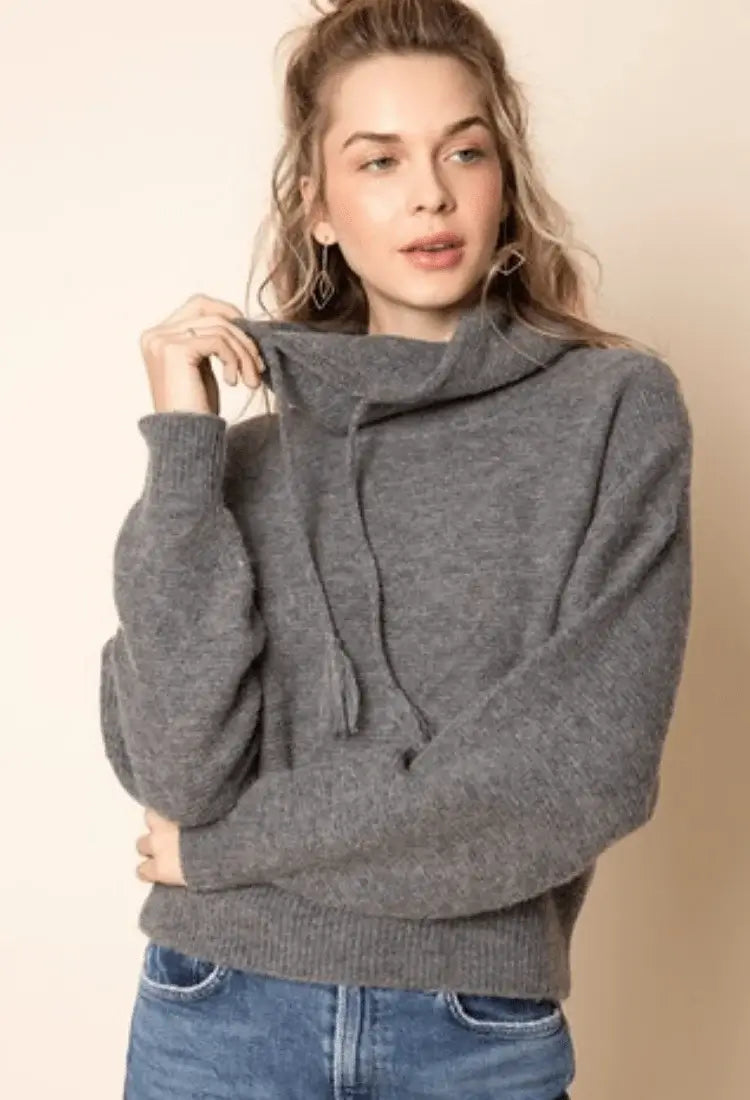 Pearl Sweater in Steel Zippered Front Buttoned Front Snap Front