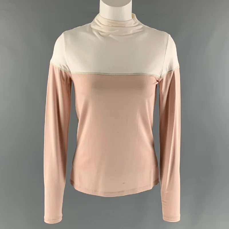 MAX MARA Size S White and Pink Viscose & Elastane Color Block Pullover Oversized Cozy Pullover MAX MARA Size S White and Pink Viscose & Elastane Color Block Pullover Oversized Cozy Pullover