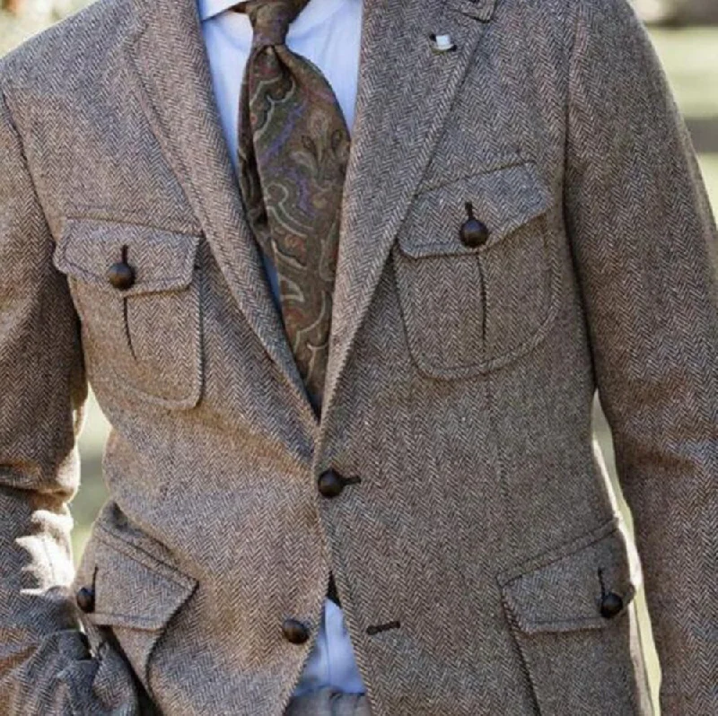 Cinessd Fashion Suits For Men Men's Suit Brown Herringbone Blazer Prom Tuxedos Wool Tweed Single Breasted Two Buttons Bussiness/Wedding Jacket (Only Coat) dandy Oversized Jacket Tailored Jacket Straight Jacket Cinessd Fashion Suits For Men Men's Suit Brown Herringbone Blazer Prom Tuxedos Wool Tweed Single Breasted Two Buttons Bussiness/Wedding Jacket (Only Coat) dandy Oversized Jacket Tailored Jacket Straight Jacket