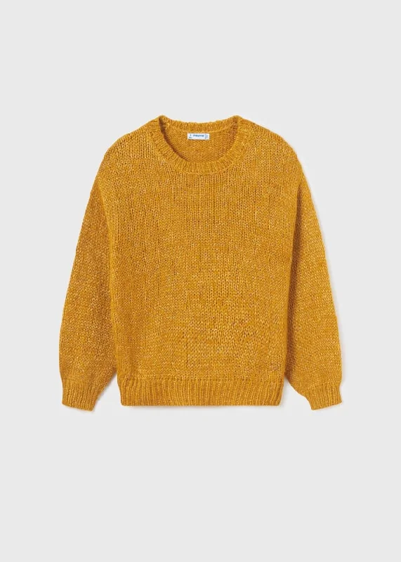 Sequined Knit Sweater | Mustard Real Fur Shearling Chenille