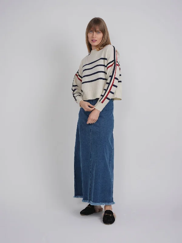 CROPPED STRIPED SWEATER Striped Floral Plaid