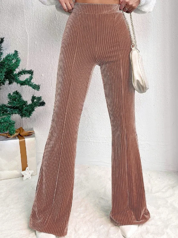 Shimmering Rhinestone-Embellished Stretchy Waist Slim Fit Trousers Trousers Favorite Customer