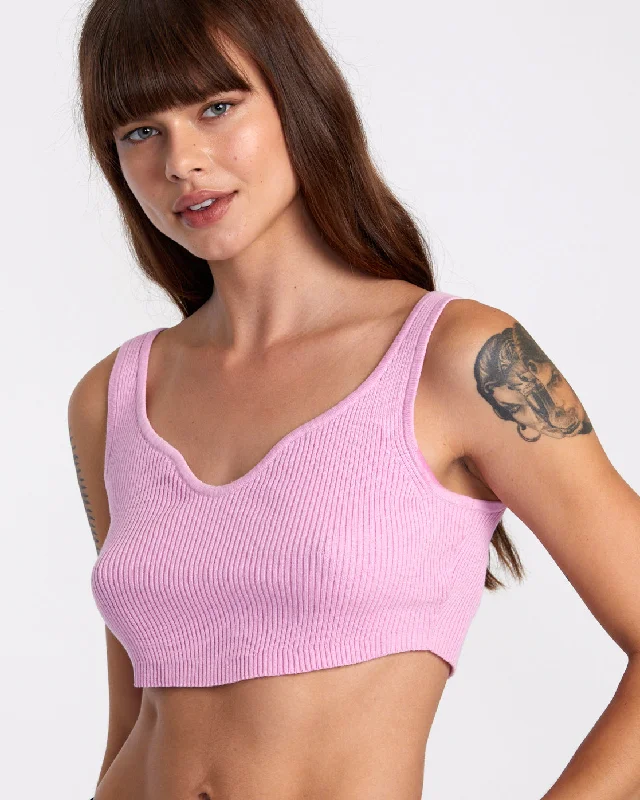 Selects Roundabout Sweater Tank V-Neck Sweater - Pastel Lavender Cotton Fabric Linen Fabric Terry Fabric