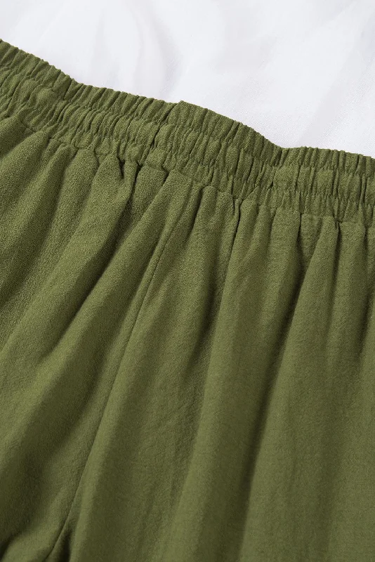 Women's Casual Loose Wide Leg Pants, Comfy Elastic Waist Drawstring Trousers Trousers Spring Floral