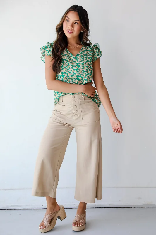 FINAL SALE - Stylish Journey Natural Culotte Trouser Pants Trousers Trousers Formal
