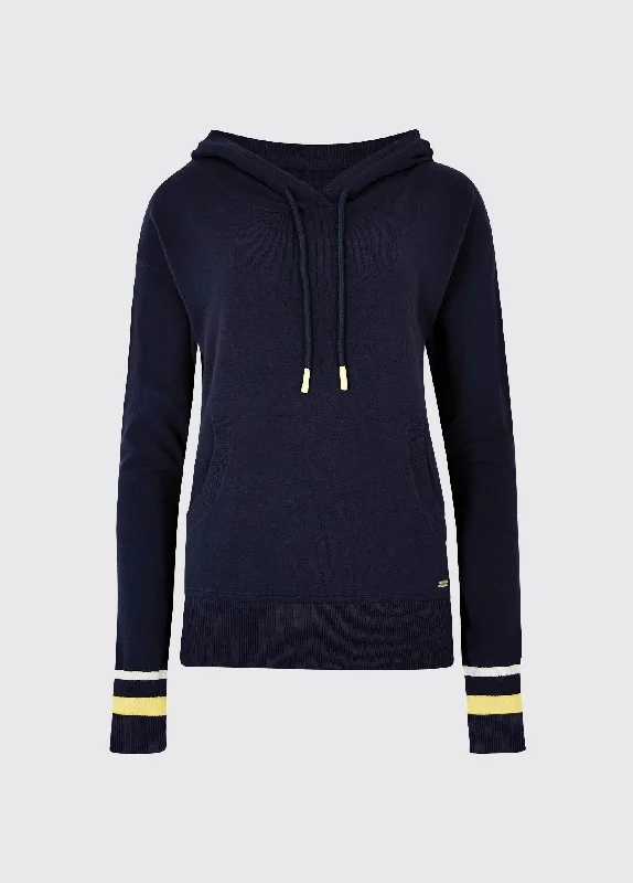 Burncourt Pullover Hoodie - Navy Slit Sleeve Stylish
