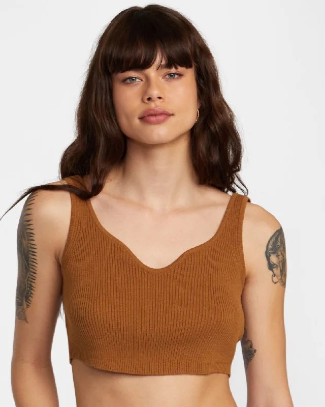Roundabout Sweater Tank V-Neck Sweater - Workwear Brown Slim Fit Regular Fit Oversized