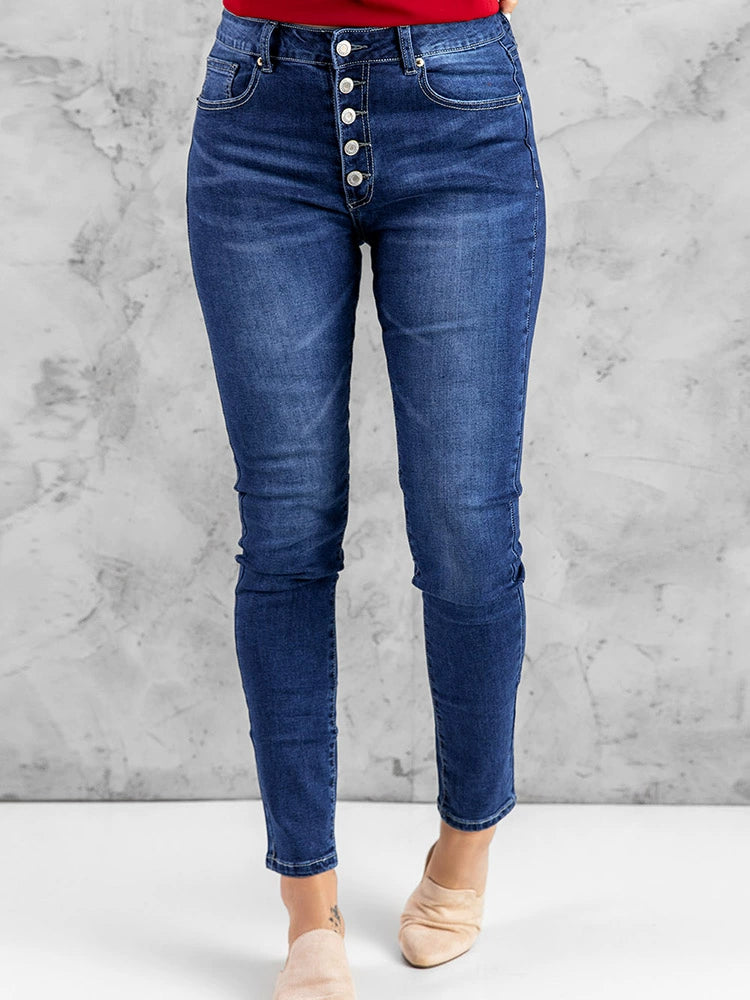 Autumn and Winter New Skinny Casual Jeans Women's European and American Ripped Distressed Ankle Tight High Waist Slim-Fit Slim Looking Denim Trousers Trousers Top Rated