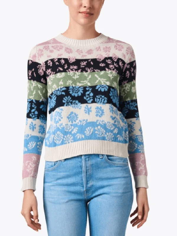 Weekend By Max Mara FLERES Multi Floral Stripe Sweater 2415361191600 Col 001 Anti-Pilling Anti-Shrink Durable