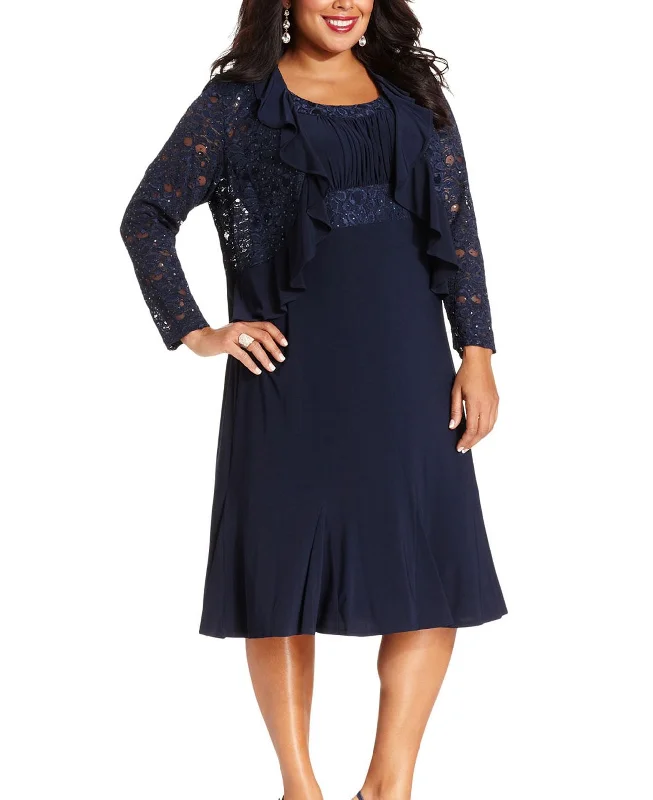R&M Richards Plus Size Lace Sequin Jacket Dress Oversized Jacket Tailored Jacket Straight Jacket R&M Richards Plus Size Lace Sequin Jacket Dress Oversized Jacket Tailored Jacket Straight Jacket