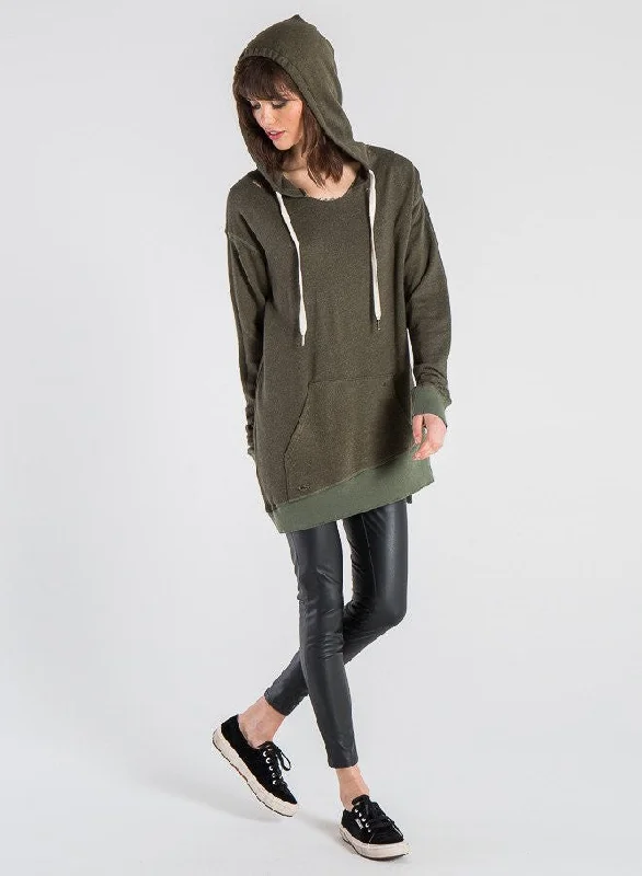n:Philanthropy - Barrie Pullover Hoodie Sweatshirt in Moss Set Sleeve Pullover