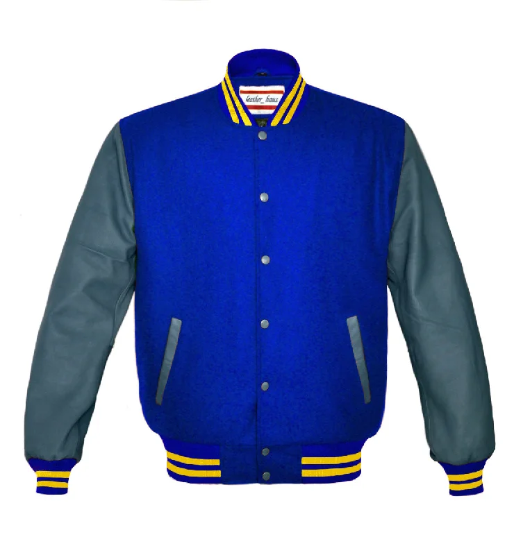 Superb Genuine Grey Leather Sleeve Letterman College Varsity Women Wool Jackets #GYSL-YSTR-GYB Bomber Jacket Anorak Windbreaker Superb Genuine Grey Leather Sleeve Letterman College Varsity Women Wool Jackets #GYSL-YSTR-GYB Bomber Jacket Anorak Windbreaker