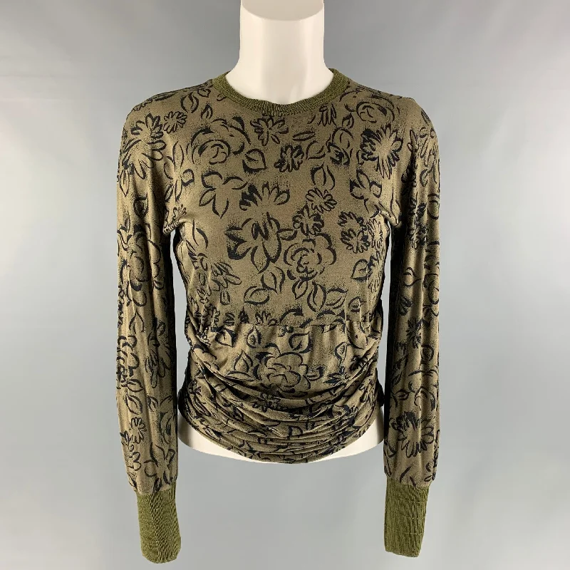 GIANNI VERSACE Size S Green and Black Viscose & Silk Abstract Pullover Soft Wool Sweater GIANNI VERSACE Size S Green and Black Viscose & Silk Abstract Pullover Soft Wool Sweater