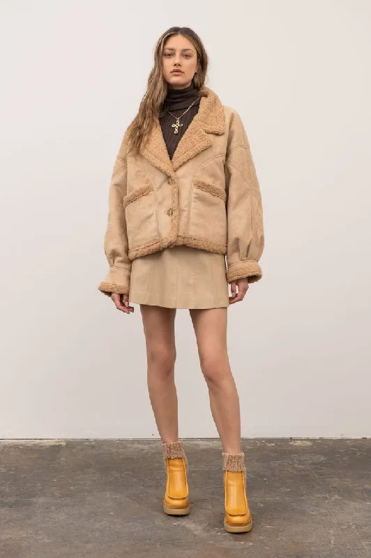 Shearling Button Down Jacket with Pockets Fitted Jacket Loose Jacket Oversized Jacket Shearling Button Down Jacket with Pockets Fitted Jacket Loose Jacket Oversized Jacket
