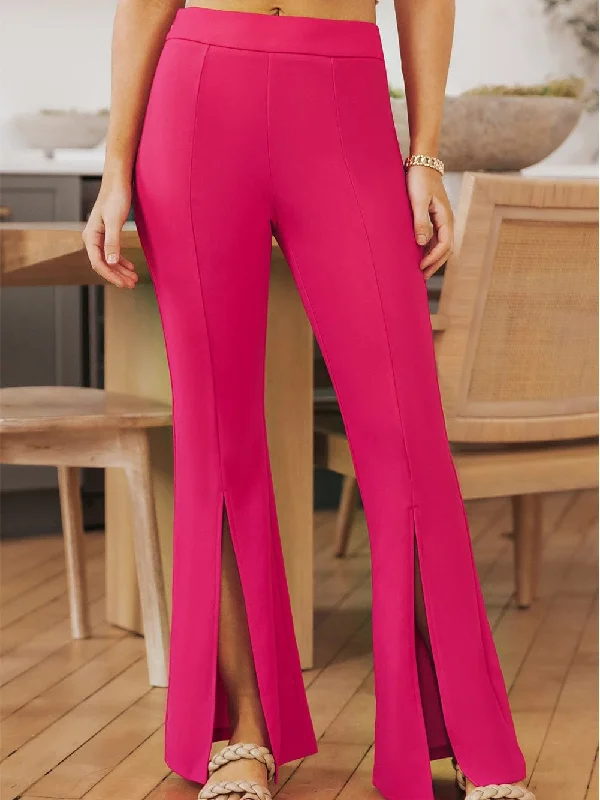 Rose High Waist Split Hem Trousers Trousers Denim Blue