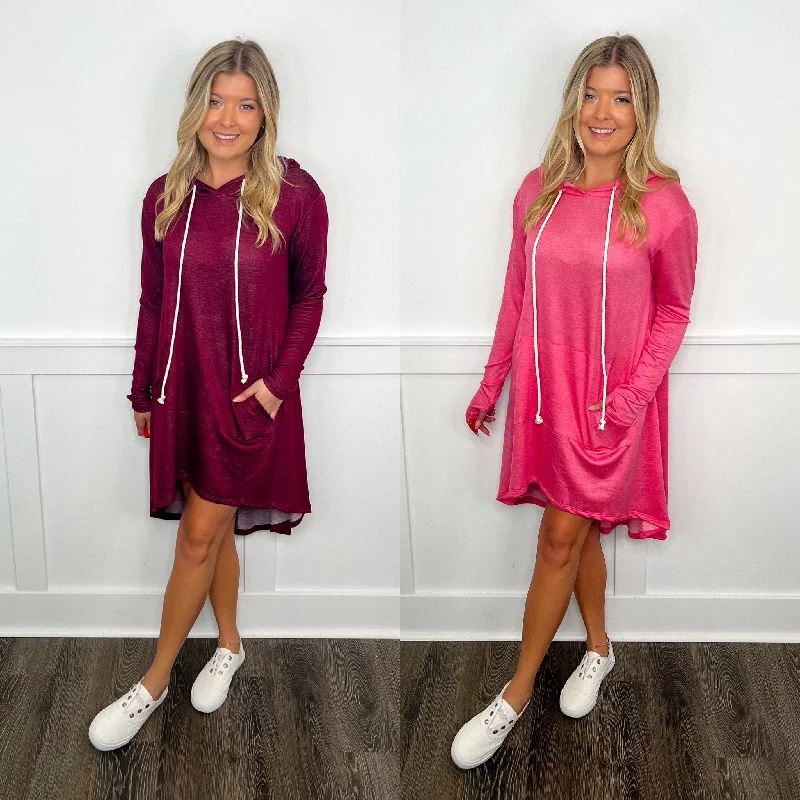Tailgate Nights Lightweight Avery Mae Hoodie Pullover Dress - 2 colors! Shawl Collar Sweater