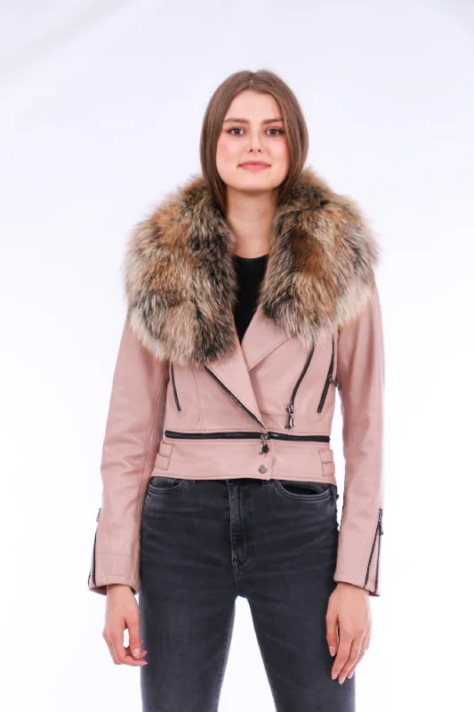Premium Soft Leather Pink Biker Jacket Collared Jacket Crew Neck Jacket Turtle Neck Jacket Premium Soft Leather Pink Biker Jacket Collared Jacket Crew Neck Jacket Turtle Neck Jacket
