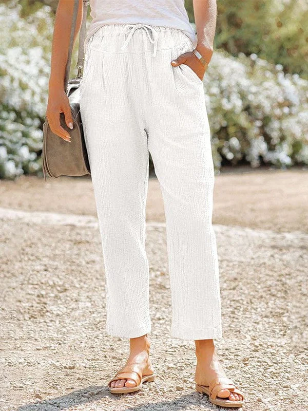 Stylish Loose-Fit Cotton Trouser For Trendy Women With High Waist And Drawstring Detail Trousers Fall Fleece Stylish Loose-Fit Cotton Trouser For Trendy Women With High Waist And Drawstring Detail Trousers Fall Fleece