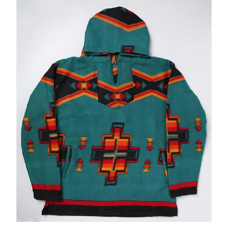 El Paso Teal Unisex Aztec Fleece Pullover Hoodie Zipper Front Cardigan