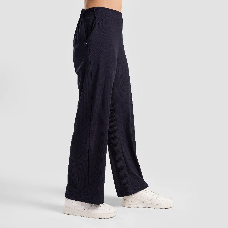 Prism Trouser (Navy) Wide Leg Loose Fit Mid Waist