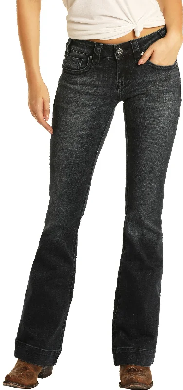 Rock & Roll Ladies Low-Rise Dark wash Trousers Trousers practical easy-care