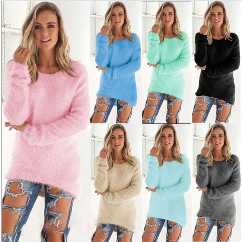 ENVEE Women: Comfy Sweater Blouse Turtle Neck Boat Neck Asymmetrical Neck