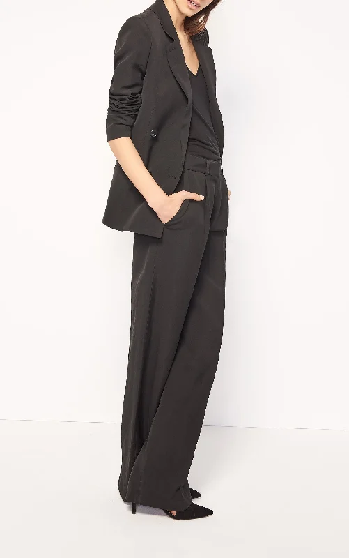 BLACK STRAIGHT AND WIDE CUT TROUSERS Trousers Canvas Durable