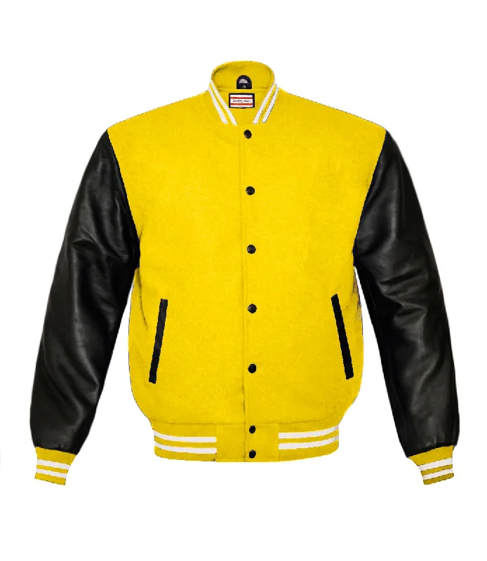 Superb Genuine Black Leather Sleeve Letterman College Varsity Women Wool Jackets #BSL-WSTR-BB Welt Pockets Slit Pockets Flap Pockets Superb Genuine Black Leather Sleeve Letterman College Varsity Women Wool Jackets #BSL-WSTR-BB Welt Pockets Slit Pockets Flap Pockets