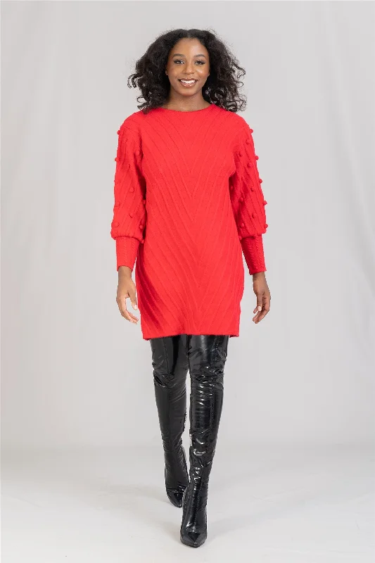 Boho Chic 5074 Cable Knit Sweater Tunic Dress Nylon Fabric Polyester Fabric Spandex Fabric