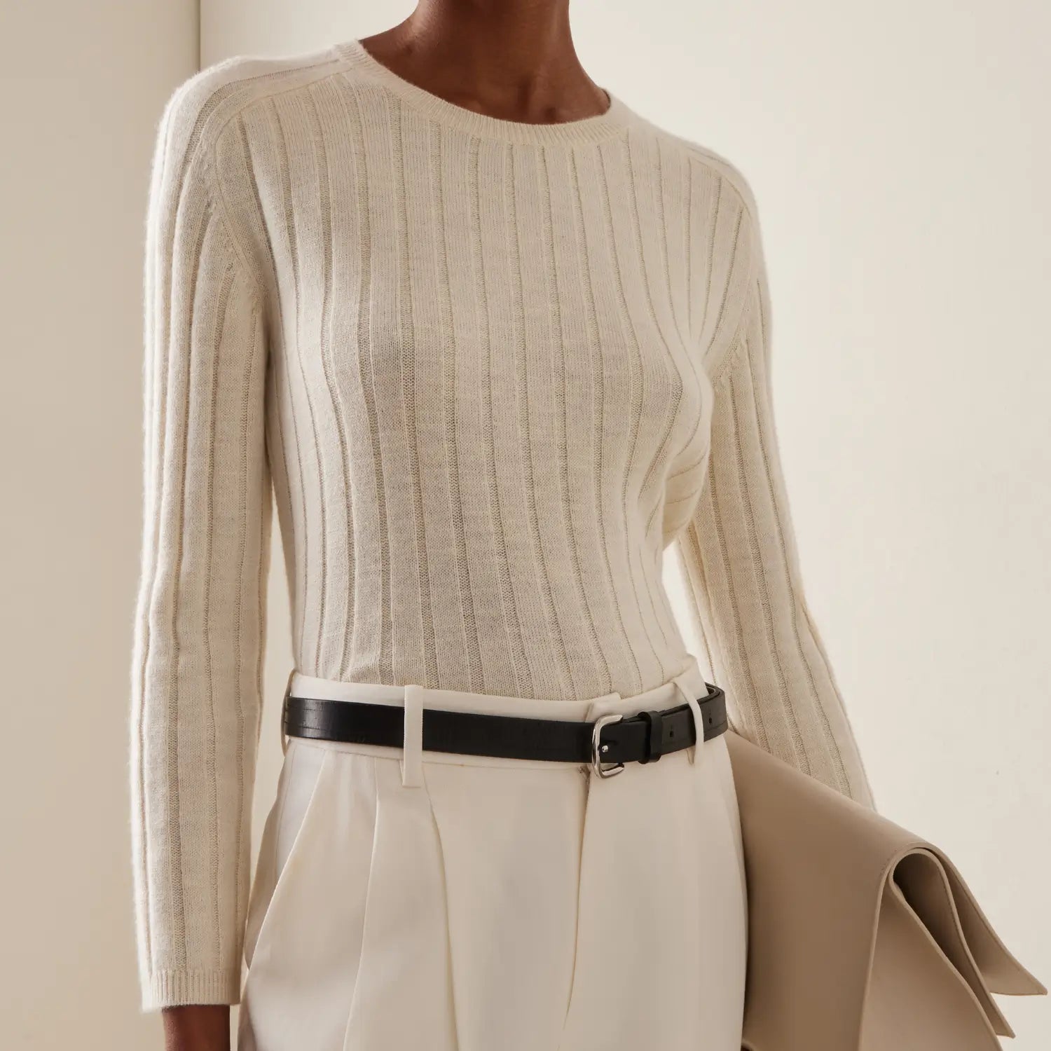 Alise Sweater in Ivory Fitted Slim Tailored