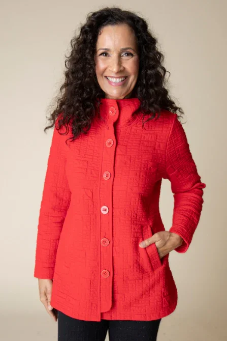 Box Quilt Shirttail Jacket [Apple-53315] Tiered Jacket Buttoned Jacket Zippered Jacket
