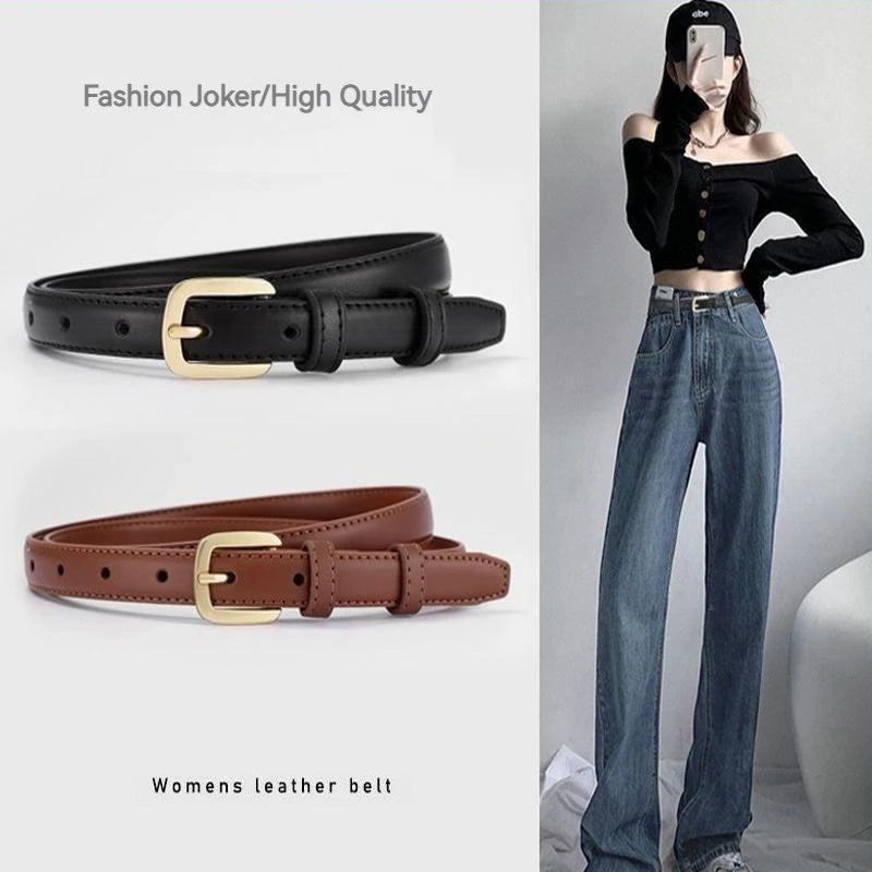 Belt ladies fashion hundred with jeans belt female simple Korean version of the senior sense of tide ins wind trouser belt black Trousers cozy comfortable