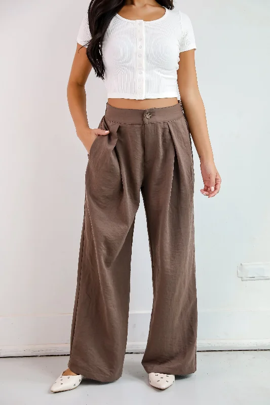 FINAL SALE - Chic Splendor Brown Trouser Pants Trousers Floral Bohemian