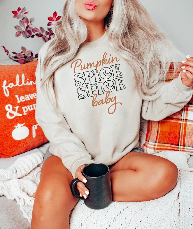 Pumpkin Spice Shirt Sweater Funny Fall Sweatshirt Embroidered Appliqued Beaded