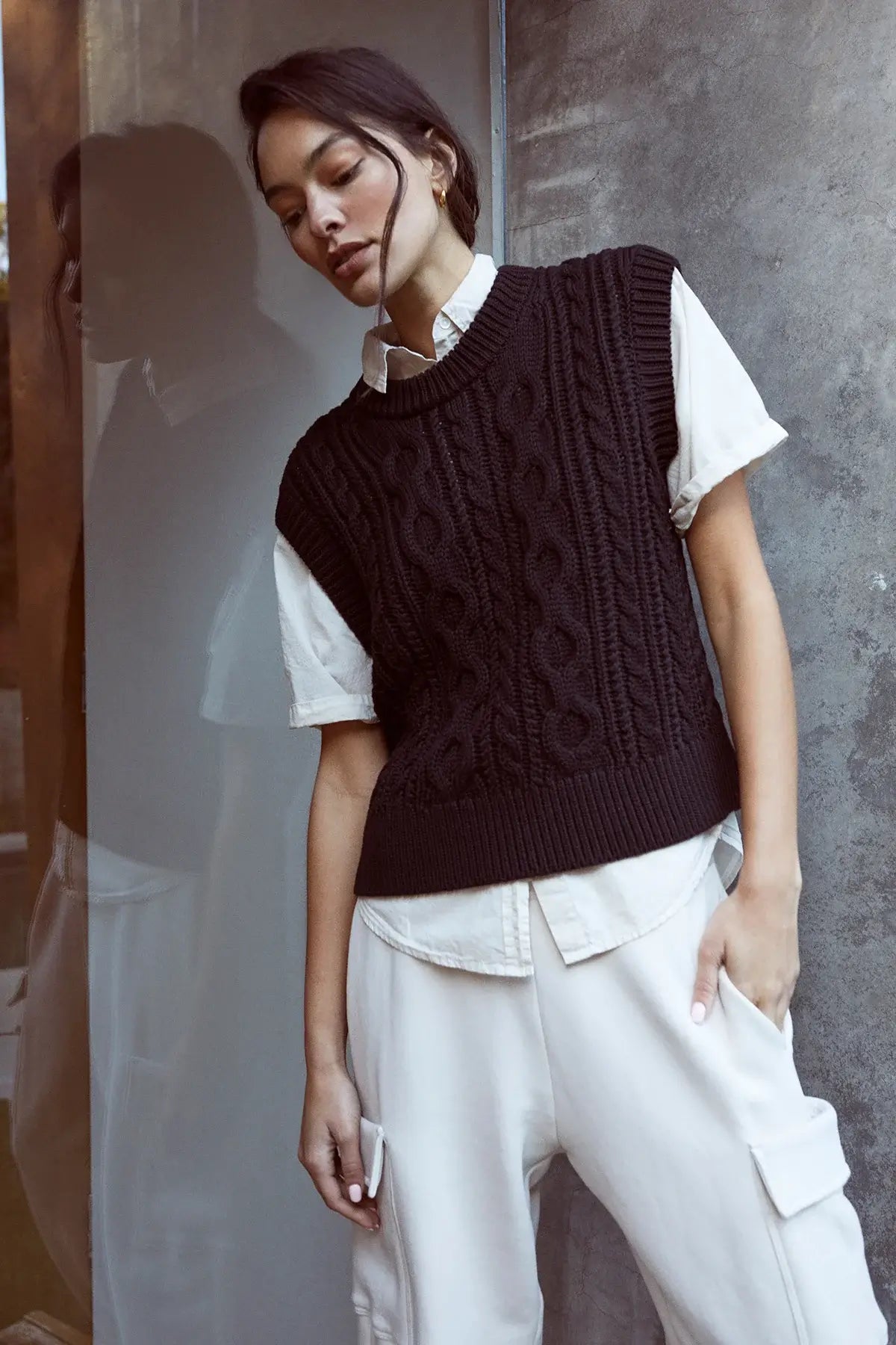Hadden Tank Sweater in Black Tailored Straight A-Line