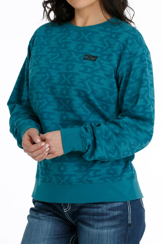 Cinch Women's Teal Pullover Round Neck Boyleg Sleeve Pullover