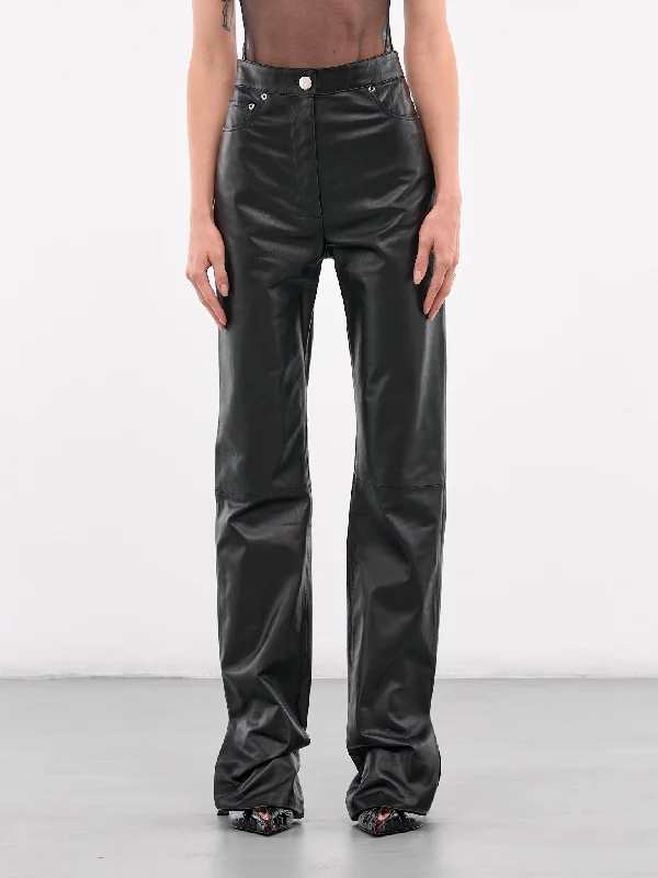 Alistair Trousers (PT012-W-LEA-BLACK) Trousers Polka Dot Cute