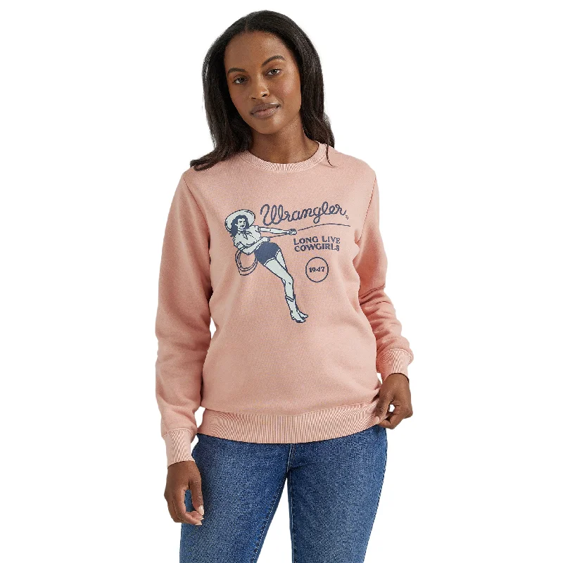 Wrangler Women's Long Live Cowgirls Pullover Sweater Open Neck Pullover