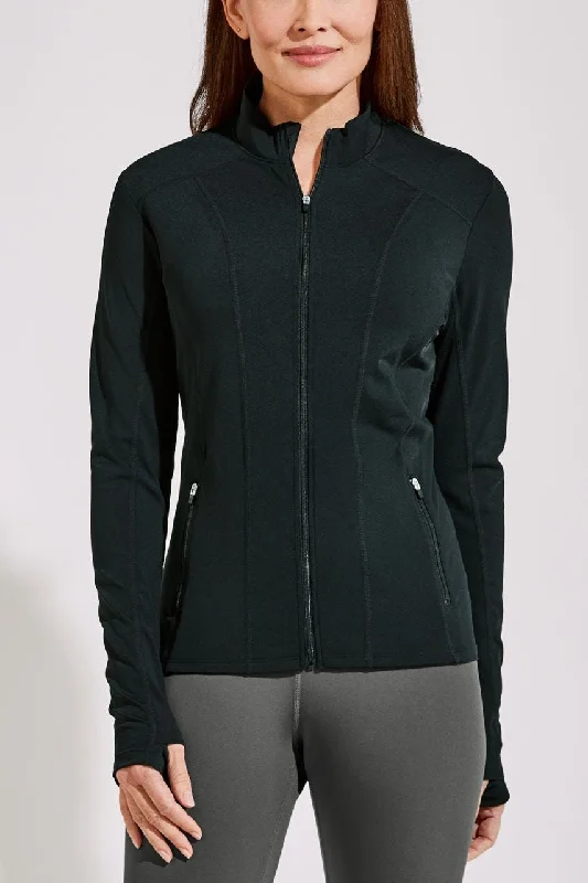 Women's Malawi Swim Jacket | Black Welt Pockets Slit Pockets Flap Pockets