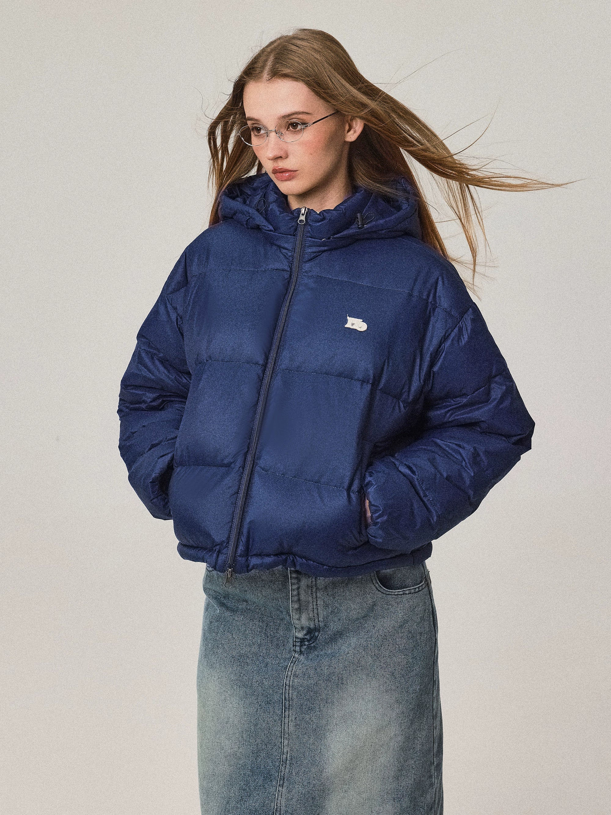 Stand Collar Hooded Short Down Jacket Tailored Jacket Straight Jacket A-Line Jacket