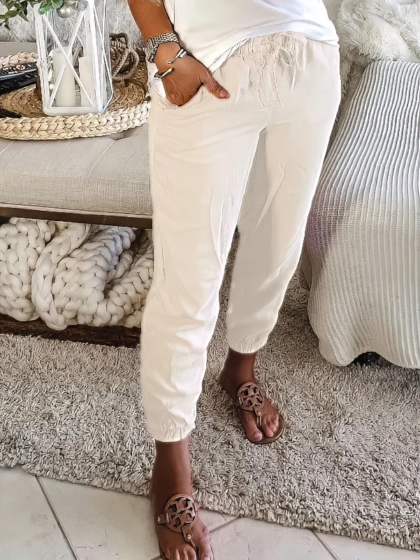 Solid Color Linen Trousers Trousers Harem Relaxed Fit