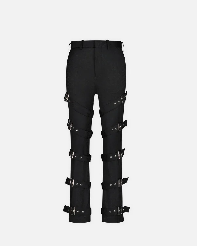 Mens Buckle Trouser Trousers Fleece Cozy