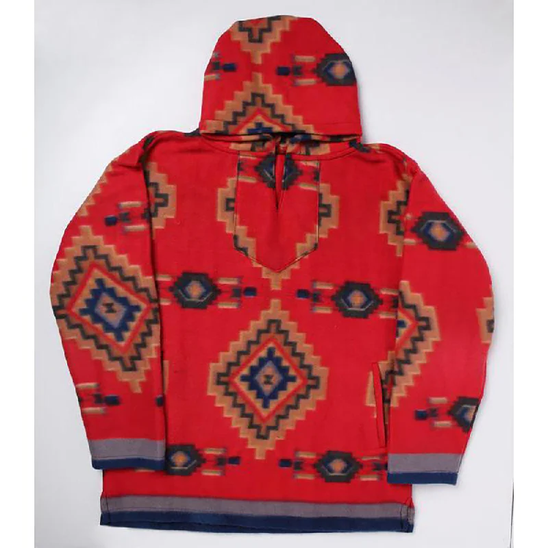 EL Paso Unisex Red  Aztec Fleece Pullover Hoodie Chenille Soft Sweater