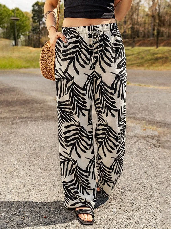 Women'S Stylish Thin Printed Wide-Leg Trousers For A Casual Look Trousers Exclusive Limited